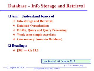 Database – Info Storage and Retrieval