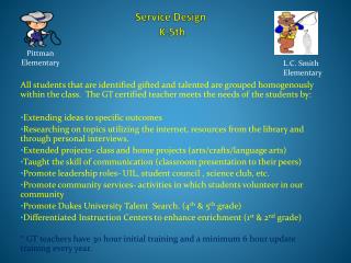 Service Design K-5th