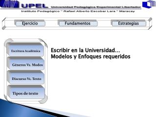 Escribir en la Universidad… Modelos y Enfoques requeridos