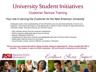 University Student Initiatives Customer Service Training