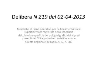 Delibera N 219 del 02-04-2013