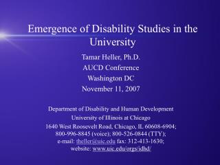 Emergence of Disability Studies in the University