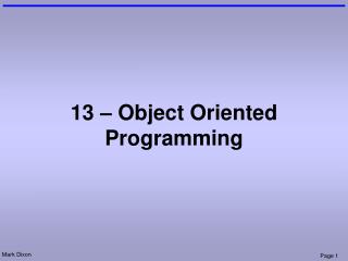 13 – Object Oriented Programming