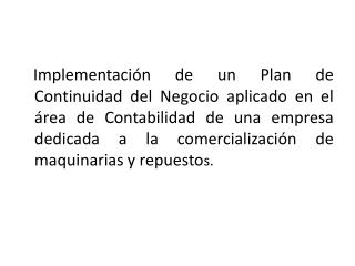 PLAN DE CONTINUIDAD DEL NEGOCIO ( BCP)
