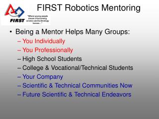 FIRST Robotics Mentoring