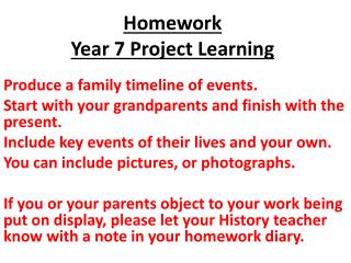 Homework Year 7 Project Learning