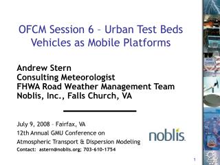 OFCM Session 6 – Urban Test Beds Vehicles as Mobile Platforms