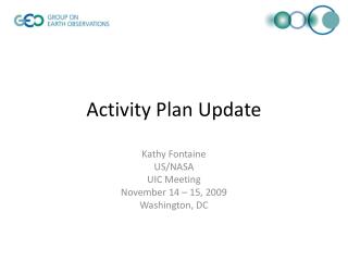 Activity Plan Update