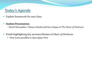 Today’s Agenda