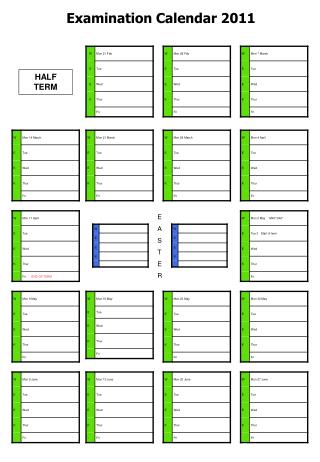 Examination Calendar 2011