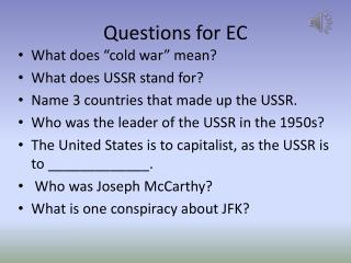 Questions for EC