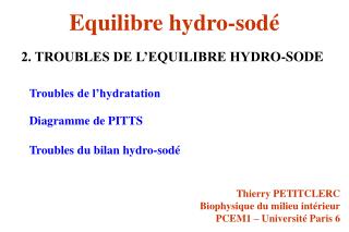 Equilibre hydro-sodé