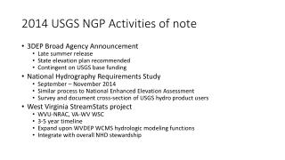 2014 USGS NGP Activities of note