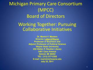 Michigan Primary Care Consortium ( MPCC ) Board of Directors