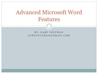 Advanced Microsoft Word Features