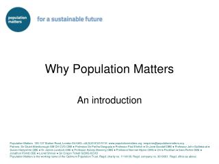 Why Population Matters