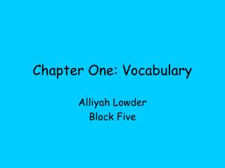 Chapter One: Vocabulary