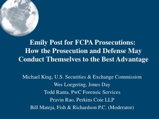 Emily Post for FCPA Prosecutions: 