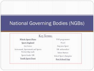 National Governing Bodies (NGBs)