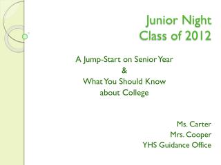Junior Night Class of 2012