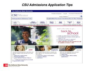 CSU Admissions Application Tips