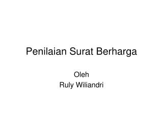 Penilaian Surat Berharga