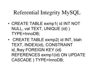 Referential Integrity MySQL