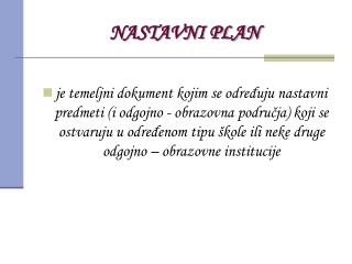 NASTAVNI PLAN