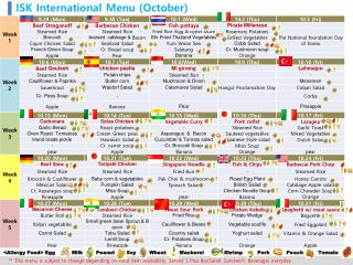 ISK International Menu (October)