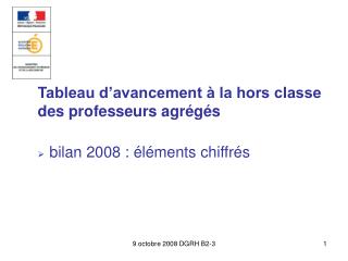 Tableau d’avancement à la hors classe des professeurs agrégés bilan 2008 : éléments chiffrés