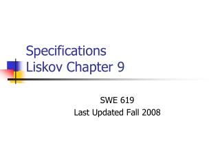 Specifications Liskov Chapter 9