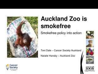 Smokefree policy into action Toni Dale – Cancer Society Auckland Natalie Hansby – Auckland Zoo