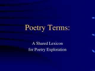 Poetry Terms: