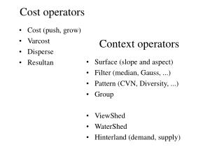 Cost (push, grow) Varcost Disperse Resultan