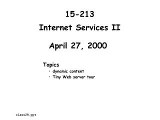 Internet Services II April 27, 2000