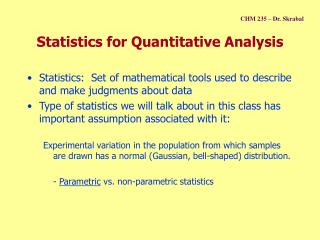 Statistics for Quantitative Analysis