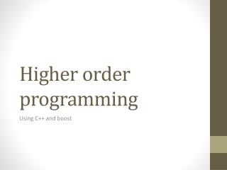 Higher order programming