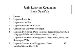 Jenis Laporan Keuangan Bank Syari’ah