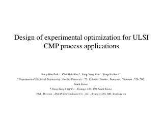 Design of experimental optimization for ULSI CMP process applications