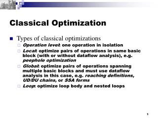 Classical Optimization