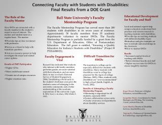 Connecting Faculty with Students with Disabilities: Final Results from a DOE Grant