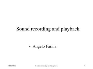 Sound recording and playback