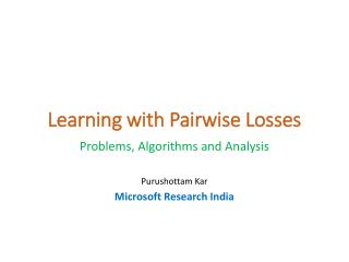 Learning with Pairwise Losses