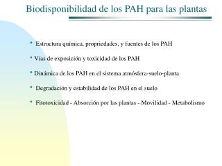 Biodisponibilidad de los PAH para las plantas