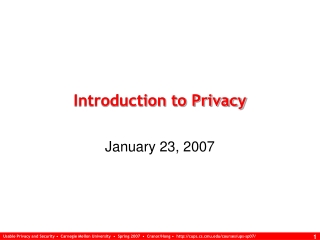 Introduction to Privacy