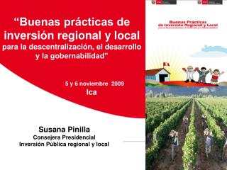 Susana Pinilla Consejera Presidencial Inversión Pública regional y local