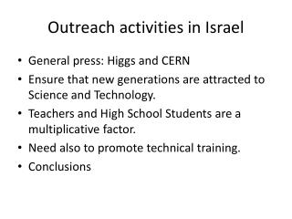 Outreach activities in Israel