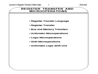 Lecture 5: Register Transfer &amp; Micro-Ops