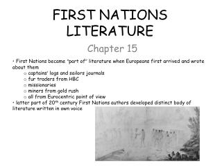 FIRST NATIONS LITERATURE