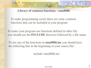 Library of common functions - emu8086